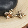 Picture of Zinc Based Alloy Charms Bee Animal Gold Plated Orange Rhinestone 14mm x 14mm, 10 PCs