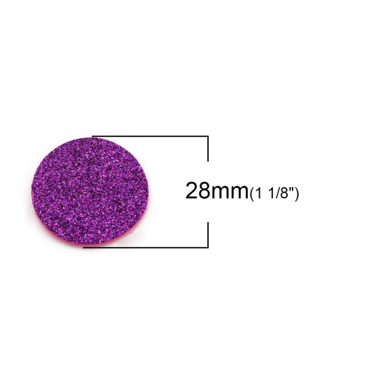 Image de Patins en Feutre pour Huile Essentielle Diffuseur en Chiffon Rond Violet Brillant Paillettes 28mm Dia., 20 Pcs