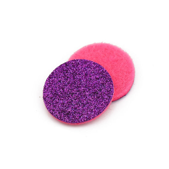 Image de Patins en Feutre pour Huile Essentielle Diffuseur en Chiffon Rond Violet Brillant Paillettes 28mm Dia., 20 Pcs