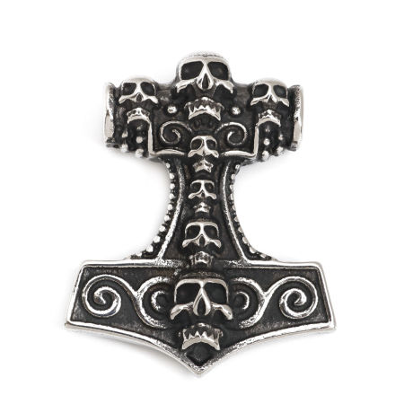 Image de Pendentifs en 304 Acier Inoxydable Coulée Pointe de Flèche Argent Vieilli Crânes 42mm x 35mm , 1 Pièce