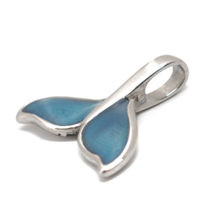 Bild von 304 Edelstahl & Muschel Guss Charms Fischschwanz Silberfarbe Blau 24mm x 20mm, 1 Stück