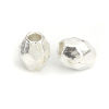 Picture of Zinc Based Alloy Spacer Beads Barrel Silver Plated Faceted 4mm x 3mm, Hole: Approx 1.4mm, 500 PCs