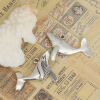 Picture of Zinc Based Alloy Ocean Jewelry Pendants Whale Animal Antique Silver Color 36mm x 30mm, 5 PCs