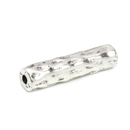 Imagen de Zamak Cuentas Cilíndrico Plata Antigua 33mm x 7mm, Agujero: Aprox 2.9mm, 5 Unidades