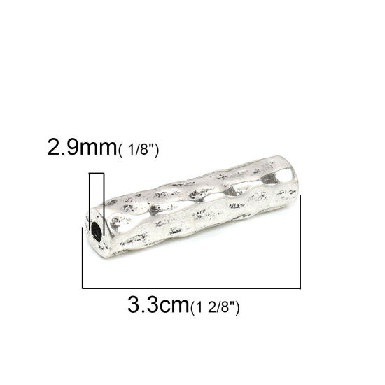 Imagen de Zamak Cuentas Cilíndrico Plata Antigua 33mm x 7mm, Agujero: Aprox 2.9mm, 5 Unidades