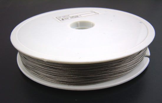 Picture of Steel Beading Wire Thread Cord Antique Silver Color 0.3mm(28 gauge), 1 Roll (Approx 50 M/Roll)