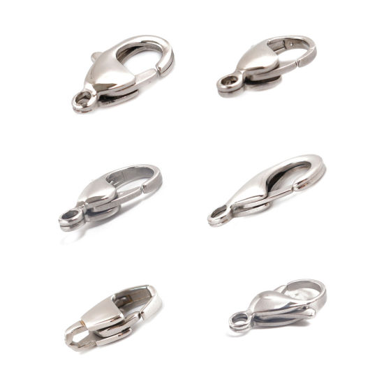 Picture of 304 Stainless Steel Lobster Clasp Findings Silver Tone 23mm x 14mm, 1 Piece
