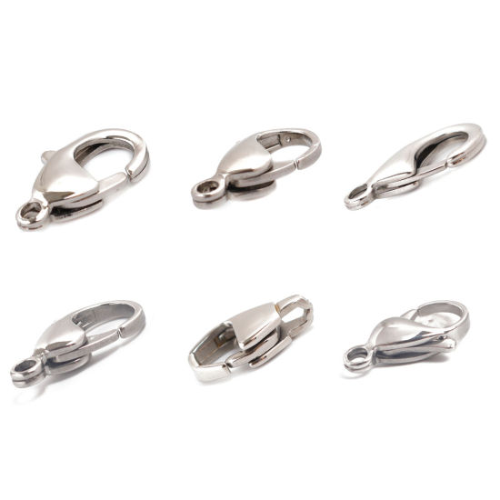 Picture of 304 Stainless Steel Lobster Clasp Findings Silver Tone 20mm x 13mm, 1 Piece