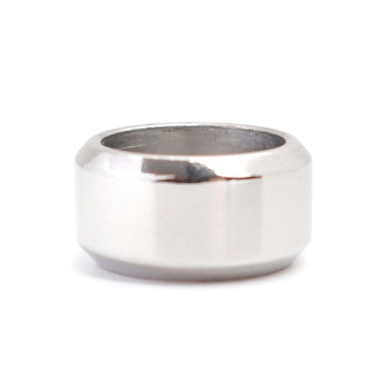 304ステンレス鋼 鋳造 ビーズ 円筒形 シルバートーン 11mm x 6mm、 穴：約 8.7mm、 1 個 の画像