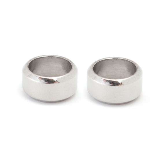 304ステンレス鋼 鋳造 ビーズ 円筒形 シルバートーン 11mm x 6mm、 穴：約 8.7mm、 1 個 の画像