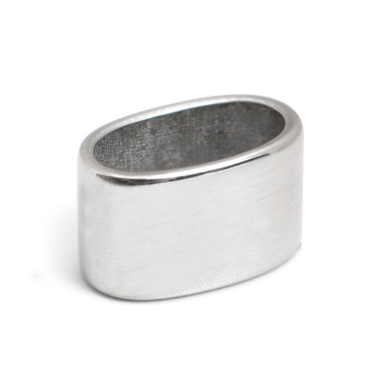 Imagen de 304 Acero Inoxidable Fundición Cuentas Cilíndrico Tono de Plata Óvalo 12mm x 8mm, Agujero: Aprox 10mm x 5.4mm, 1 Unidad
