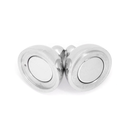 Image de Fermoir Magnétique en 304 Acier Inoxydable Rond Argent Mat 15mm x 10mm, 1 Pièce