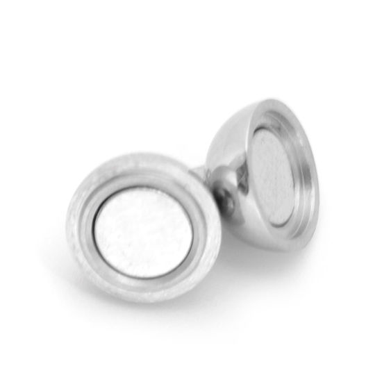 Image de Fermoir Magnétique en 304 Acier Inoxydable Rond Argent Mat 13mm x 8mm, 1 Pièce