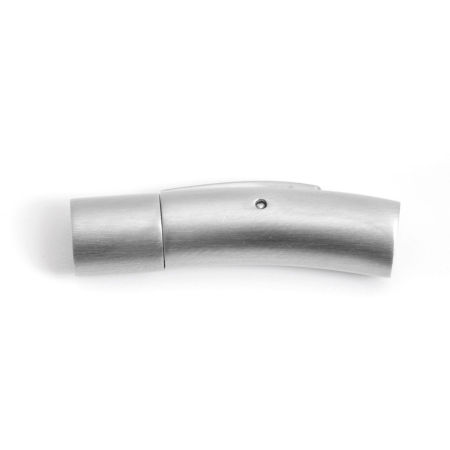 Picture of 304 Stainless Steel Clasps Cylinder Silver Tone Frosted 29mm x 8mm, 1 Piece