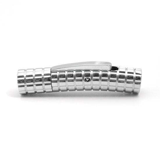 Picture of 304 Stainless Steel Clasps Cylinder Square Silver Tone 29mm x 7mm, 1 Piece