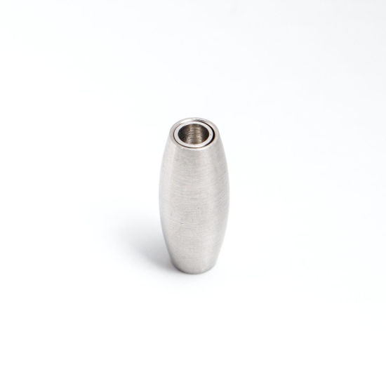 Picture of 304 Stainless Steel Magnetic Clasps Barrel Silver Tone Frosted 18mm x 7mm, 1 Piece