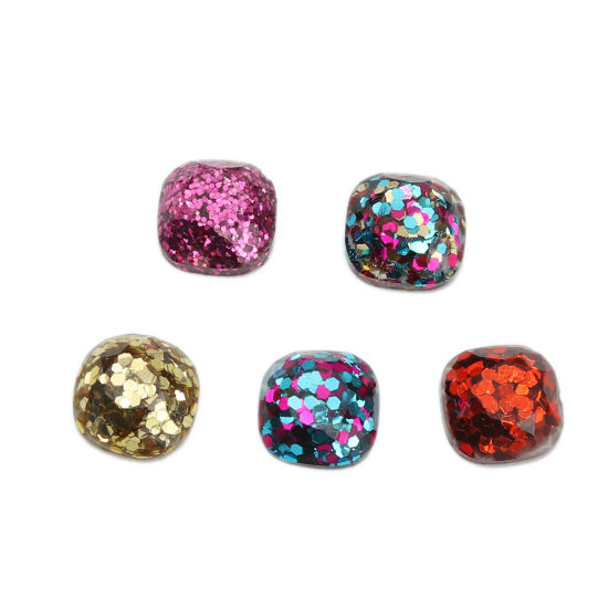 Picture of Resin Dome Seals Cabochon Trapezoid At Random Mixed Sequins 11mm x 10mm, 30 PCs