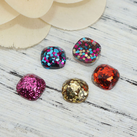 Picture of Resin Dome Seals Cabochon Trapezoid At Random Mixed Sequins 11mm x 10mm, 30 PCs