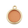 Picture of Zinc Based Alloy & Resin Charms Round Disc Gold Plated Brown Transparent 16mm x 17mm, 5 PCs