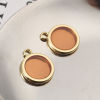 Picture of Zinc Based Alloy & Resin Charms Round Disc Gold Plated Brown Transparent 16mm x 17mm, 5 PCs