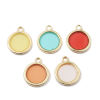 Picture of Zinc Based Alloy & Resin Charms Round Disc Gold Plated Brown Transparent 16mm x 17mm, 5 PCs