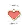 Picture of Zinc Based Alloy & Resin Charms Heart Gold Plated Deep Red Transparent 19mm x 17mm, 5 PCs