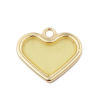 Picture of Zinc Based Alloy & Resin Charms Heart Gold Plated Yellow Transparent 19mm x 17mm, 5 PCs