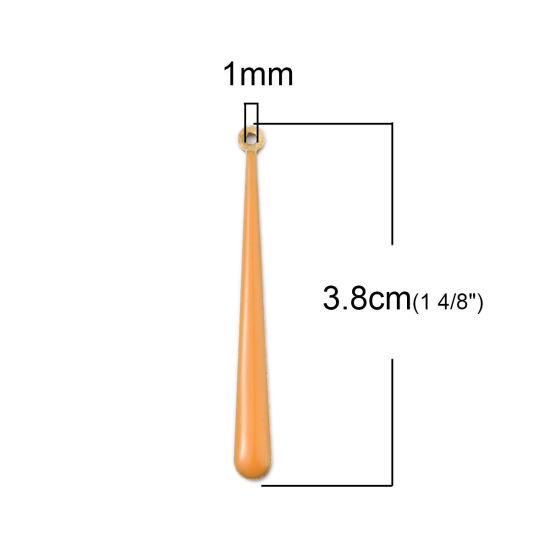 Bild von Messing Emaillierte Pailletten Anhänger Baseball Messingfarbe Orange 3.8cm x 0.4cm, 5 Stück                                                                                                                                                                   