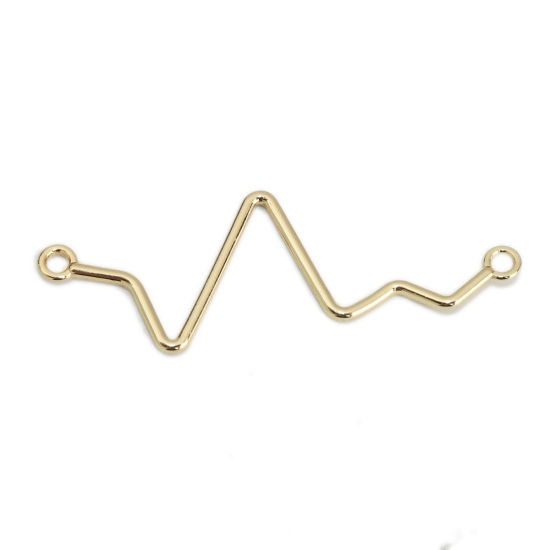 Picture of Zinc Based Alloy Connectors Heartbeat/ Electrocardiogram Gold Plated Streak 5.7cm x 2cm, 10 PCs