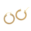 Picture of 304 Stainless Steel Hoop Earrings Gold Plated Round Hollow 3.4cm x 3.2cm, Post/ Wire Size: (17 gauge), 1 Pair