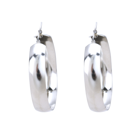 304 Stainless Steel Hoop Earrings Silver Tone Round 4.9cm x 4.2cm, Post/ Wire Size: (17 gauge), 1 Pair