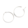 Picture of 304 Stainless Steel Hoop Earrings Silver Tone Round 4.9cm x 4.2cm, Post/ Wire Size: (17 gauge), 1 Pair