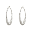 Picture of 304 Stainless Steel Hoop Earrings Silver Tone Round 4.3cm x 4cm, Post/ Wire Size: (17 gauge), 1 Pair