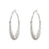Picture of 304 Stainless Steel Hoop Earrings Silver Tone Round 4.3cm x 4cm, Post/ Wire Size: (17 gauge), 1 Pair