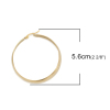 Picture of 304 Stainless Steel Hoop Earrings Gold Plated Round 5.6cm x 5cm, Post/ Wire Size: (17 gauge), 1 Pair