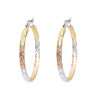 Picture of 304 Stainless Steel Hoop Earrings Gold Plated & Silver Tone Oval Spiral Twisted 4.3cm x 2.9cm, Post/ Wire Size: (17 gauge), 1 Pair