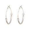Picture of 304 Stainless Steel Hoop Earrings Silver Tone Round Hollow 4.9cm x 4.8cm, Post/ Wire Size: (17 gauge), 1 Pair