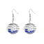 Image de Boucles d'Oreilles en 304 Acier Inoxydable Argent Mat Pyramide Creux à Strass Saphir 4.5cm, Epaisseur de Fil: (21 gauge), 1 Paire