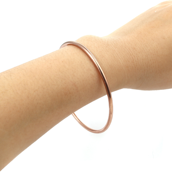 Image de Bracelets Empilage en 304 Acier Inoxydable Couleur Mixte Rond 23cm - 22cm long, 1 Kit （ 7 Pcs/Kit)