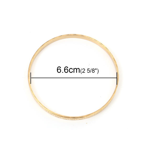304ステンレス鋼 重ね付け バングル 混合 円形 彫刻 23cm - 22cm 長さ、 1 セット ( 7 個/セット) の画像