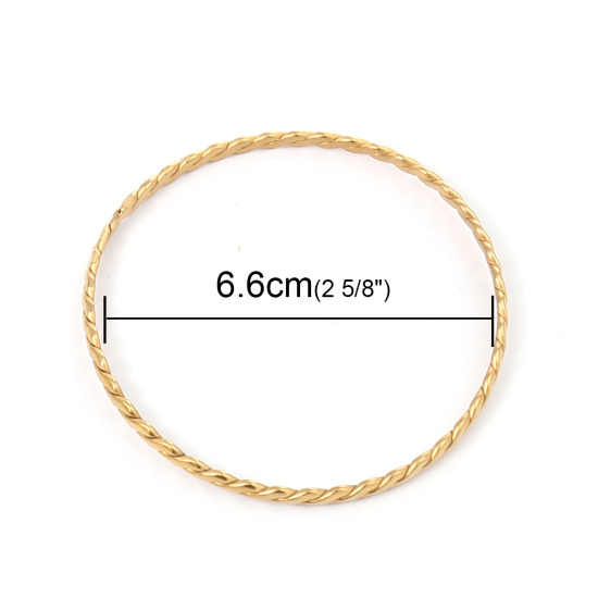 304ステンレス鋼 重ね付け バングル 金メッキ 円形 螺旋 23cm - 22cm 長さ、 1 セット ( 7 個/セット) の画像