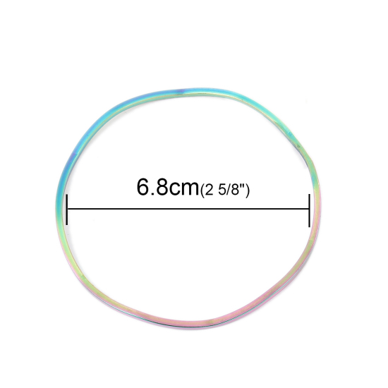 Immagine di 304 Acciaio Inossidabile Impilabile Braccialetto Misto Irregolare Increspatura 23cm - 22cm Lunghezza, 1 Serie ( 3 Pz/Serie)