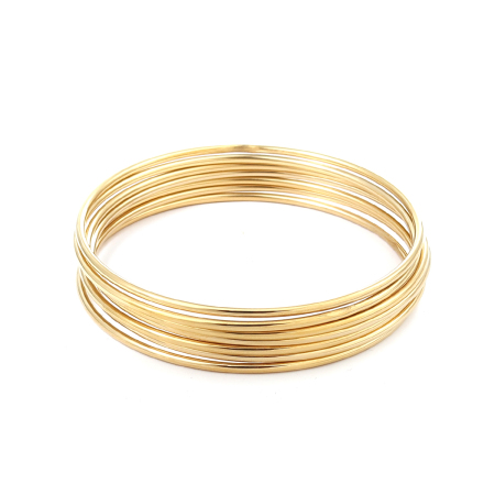 Bracelets Empilage en 304 Acier Inoxydable Doré Rond 23cm - 22cm long, 1 Kit （ 7 Pcs/Kit)
