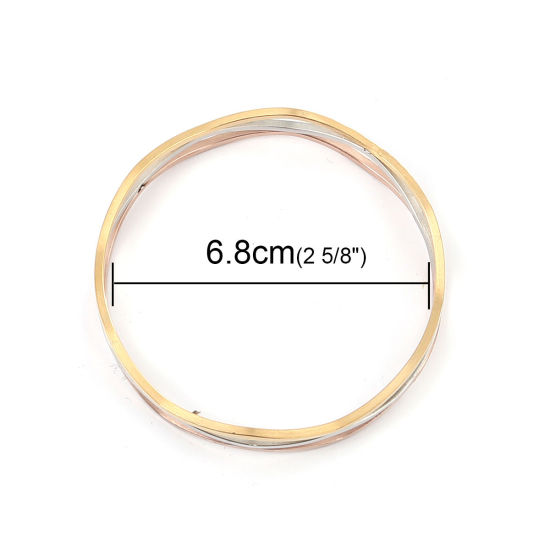 Picture of 304 Stainless Steel Stacking Bangles Bracelets Mixed Irregular Ripple 23cm(9") long - 22cm(8 5/8") long, 1 Set ( 3 PCs/Set)