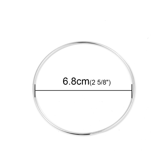 Image de Bracelets Empilage en 304 Acier Inoxydable Argent Mat Rond 23cm - 22cm long, 1 Kit （ 7 Pcs/Kit)