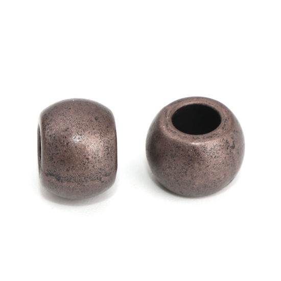Picture of Zinc Based Alloy Spacer Beads Drum Antique Copper 10mm x 7mm, Hole: Approx 4.4mm, 30 PCs