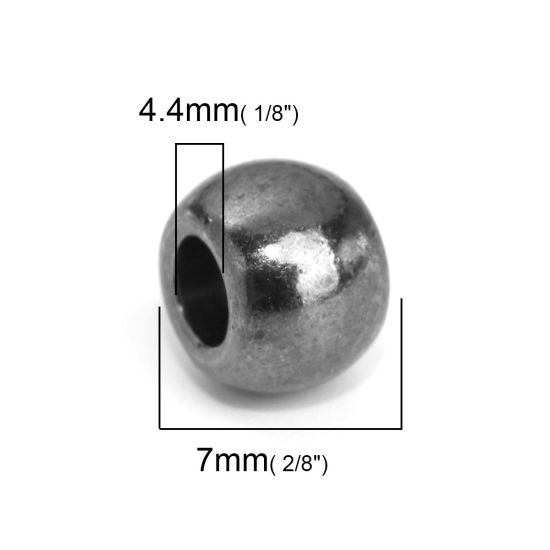 Picture of Zinc Based Alloy Spacer Beads Drum Gunmetal 10mm x 7mm, Hole: Approx 4.4mm, 30 PCs
