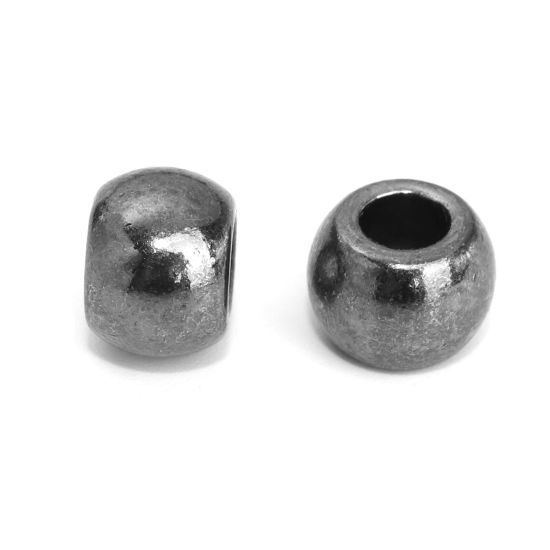 Picture of Zinc Based Alloy Spacer Beads Drum Gunmetal 10mm x 7mm, Hole: Approx 4.4mm, 30 PCs