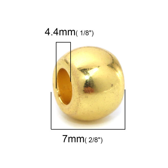 Picture of Zinc Based Alloy Spacer Beads Drum Gold Plated 10mm x 7mm, Hole: Approx 4.4mm, 30 PCs