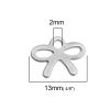 Picture of 304 Stainless Steel Chain Tail Extender Charms Bowknot Silver Tone 13mm x 10mm, 10 PCs